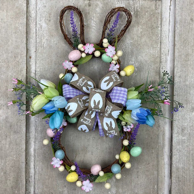 Easter Bunny Wreath Rattan Circle