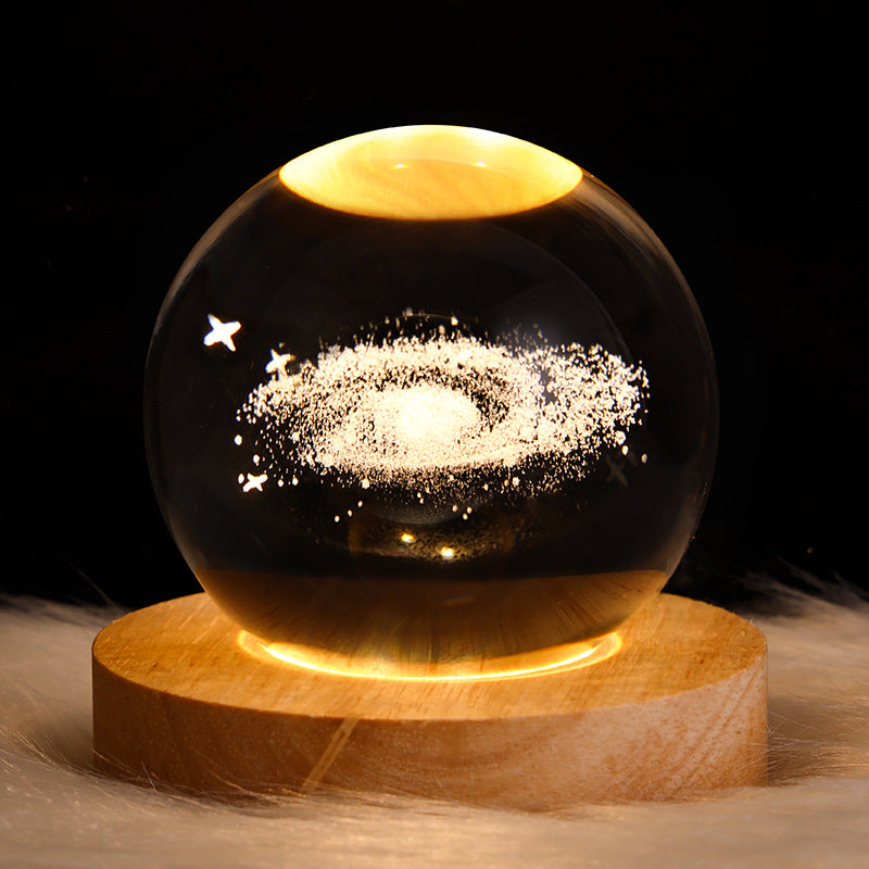 LED Night Light Galaxy Crystal Ball Table Lamp Home Decor