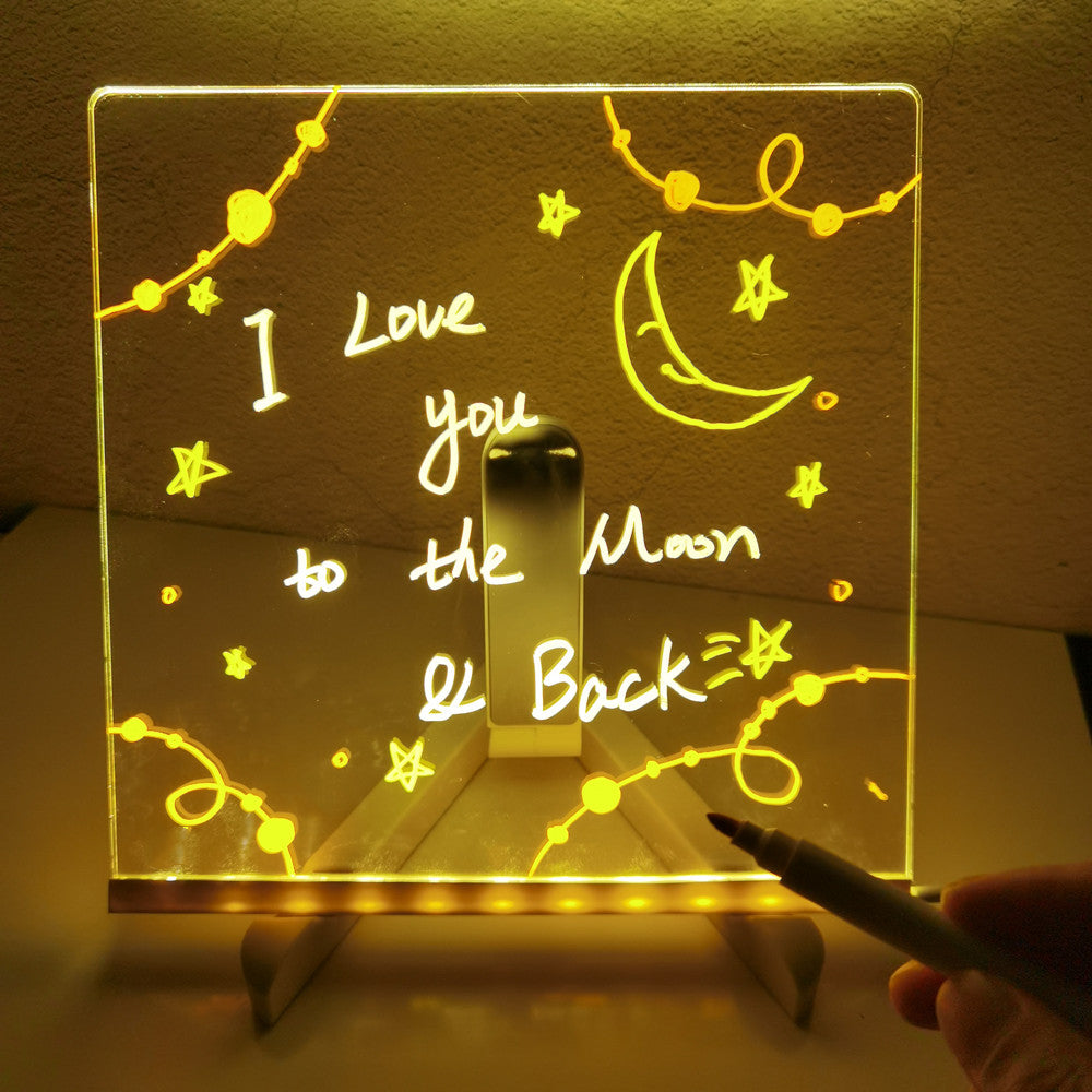 LED Night Light Creative Message Board Holiday Lamp With 7Pens USB LED Desk Lamp